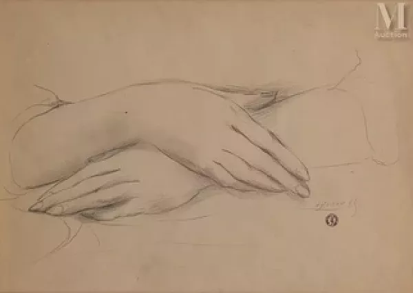 Etude de main, portrait de femme