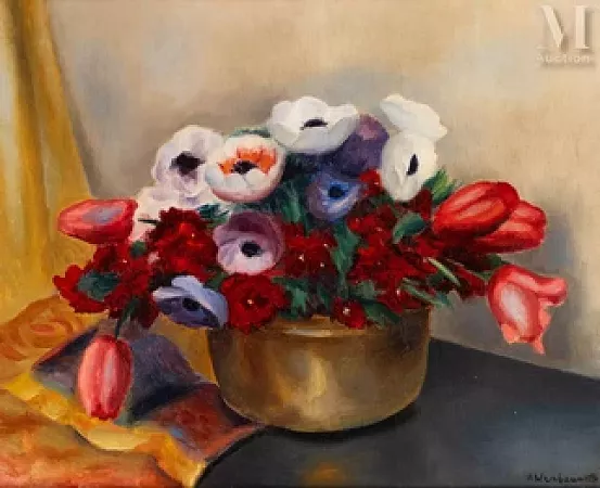 Bouquet d'anémones et de tulipes