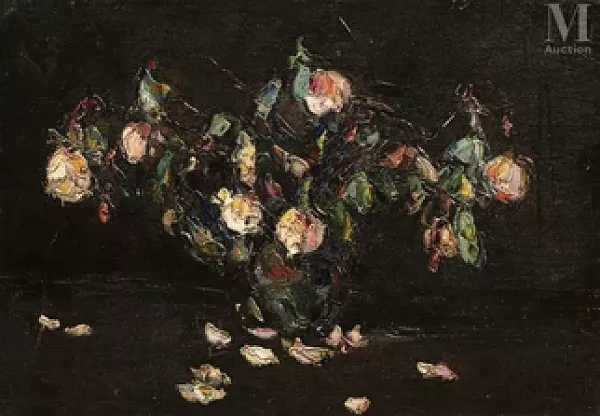Bouquet de roses sur fond noir