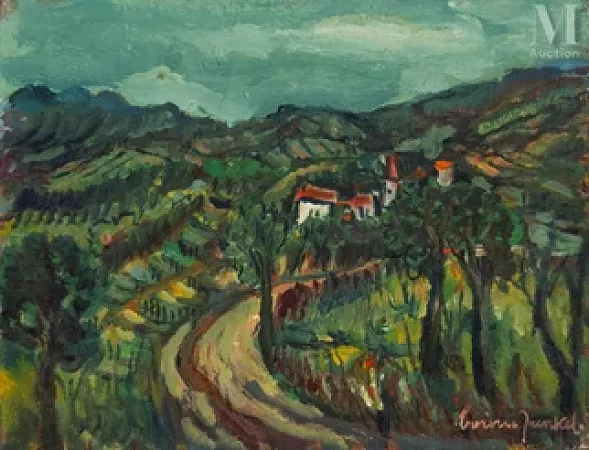 Paysage aux toits rouges