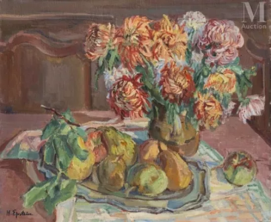 Nature morte au bouquet et aux fruits