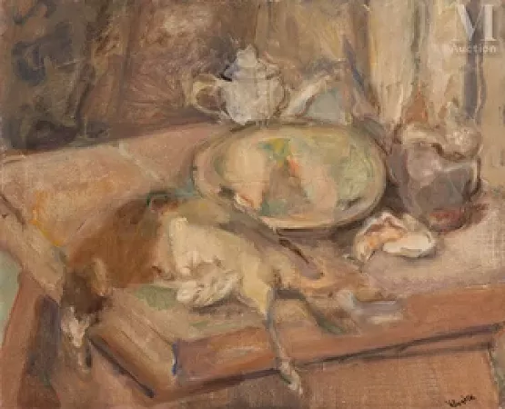 Nature morte à la théière et l'assiette creuse