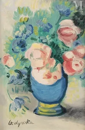 Bouquet dans un vase bleu