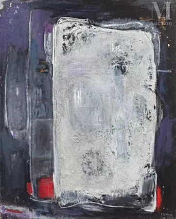 Composition en blanc, rouge et violet