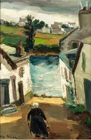 Personnage dans un village breton