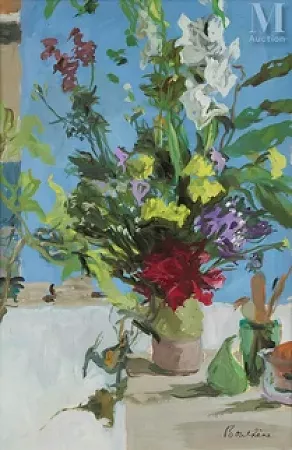 Bouquet et fruits sur la table