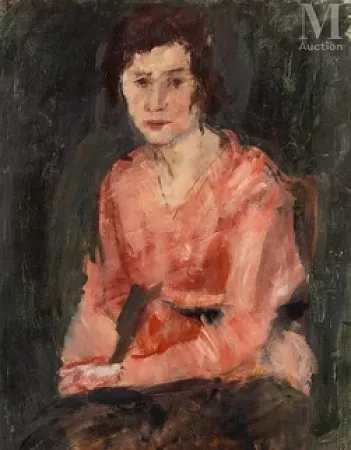 Femme au chemisier rose