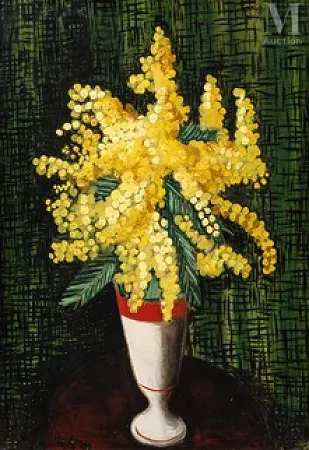 Moise KISLING (Cracovie 1891- Sanary sur mer 1953) — Bouquet de mimosas