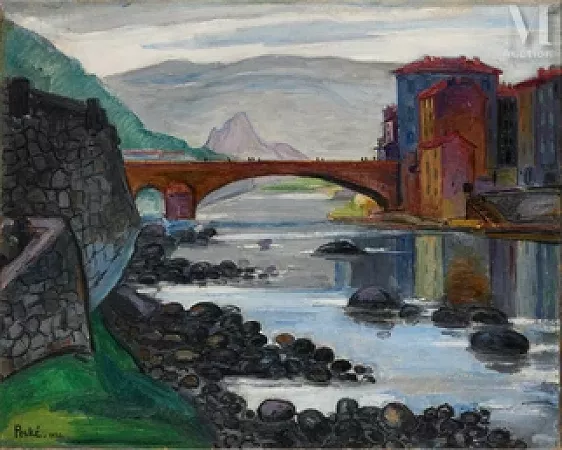 Le vieux pont à Foix (Ariège), 1920
