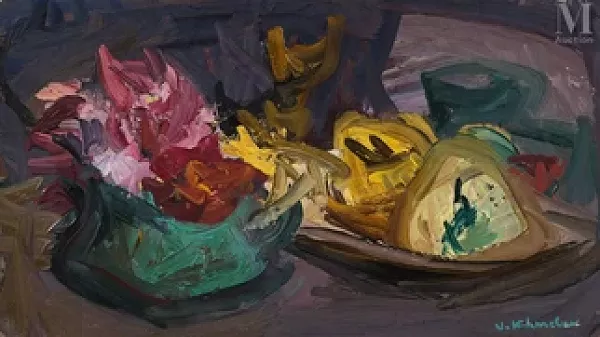 Nature morte aux fruits et au bouquet de fleurs