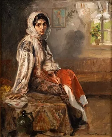 Femme dans un intérieur en Roumanie