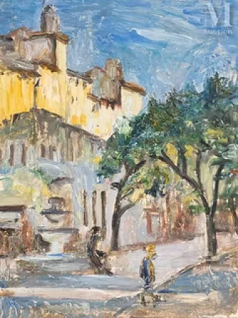 Promeneurs dans un village du Midi