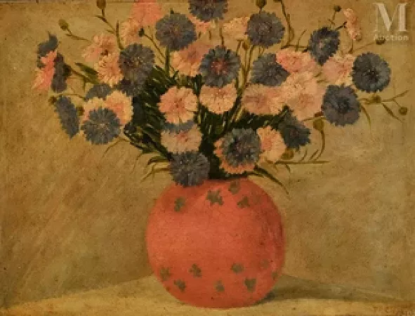 "Flower bouquet in roud vase"