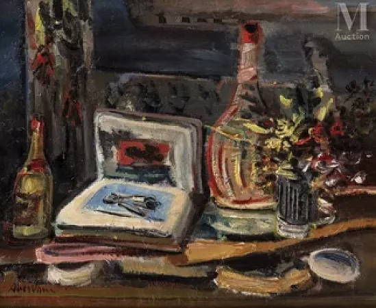 Composition au livre et à la bouteille