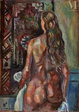 Nu de dos aux cheveux détachés