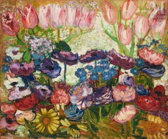 Anémones et tulipes roses