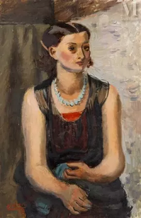 Modèle au collier bleu