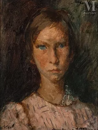 Portrait de jeune fille aux yeux bleus