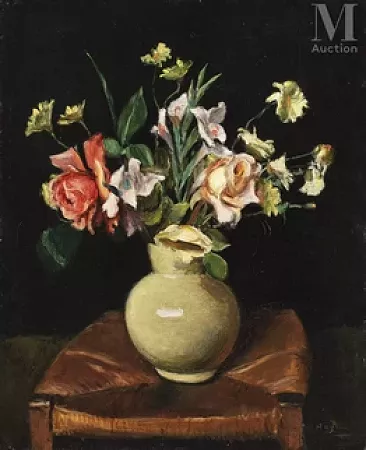 Bouquet de fleurs sur fond noir