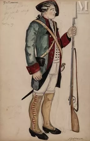 Projet de costume pour le théâtre Antoine, Le Factionnaire