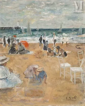 Scène de plage à Trouville
