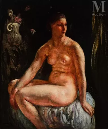 Nu assis dans un intérieur