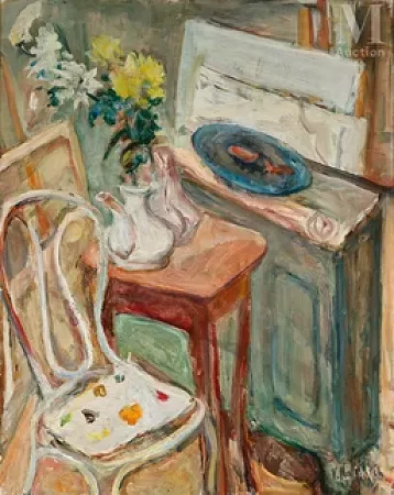 Nature morte à la chaise et à la palette de l'artiste