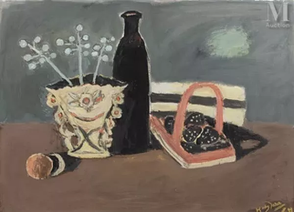 Nature morte à la bouteille et au vase