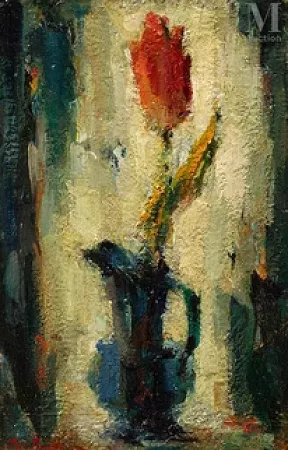 Tulipe dans un vase bleu