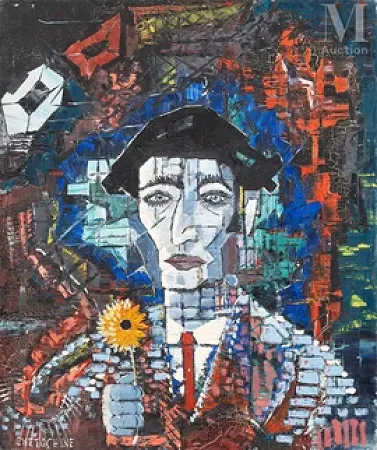 Portrait d’homme au béret et à la fleur