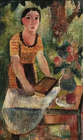 Jeune femme dans son jardin