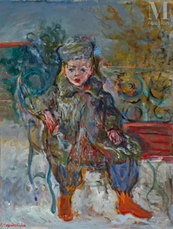 Portrait de la fille de l'artiste sur la terrasse