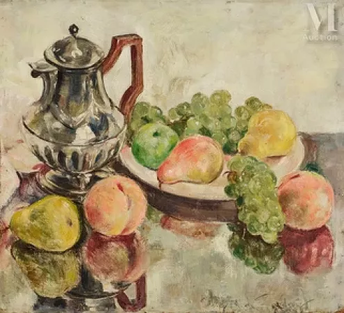 Nature morte à la théière et aux fruits