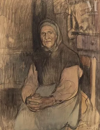 Portrait d'une paysanne assise