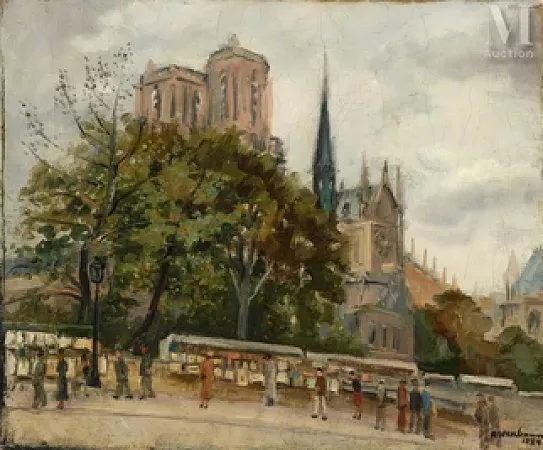 Les bouquinistes sur le quai Montebello et Notre Dame de Paris