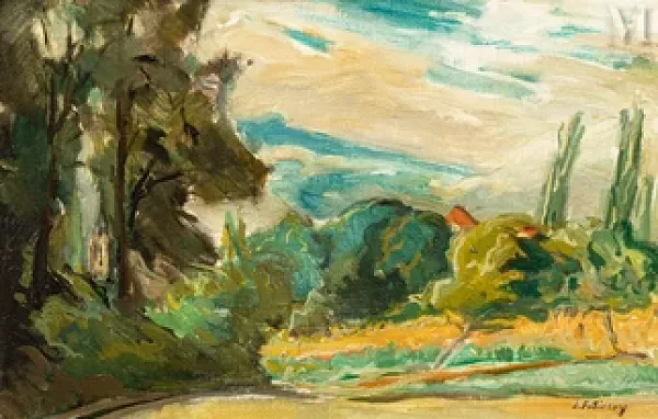 Paysage aux toits rouges