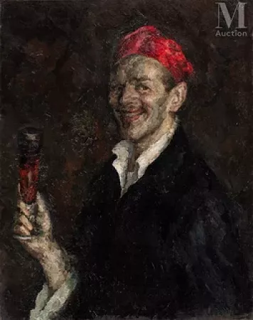 Autoportrait au verre de vin