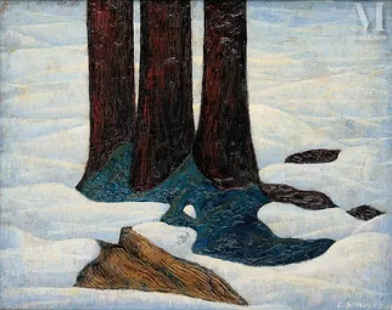 Troncs et parterre de neige