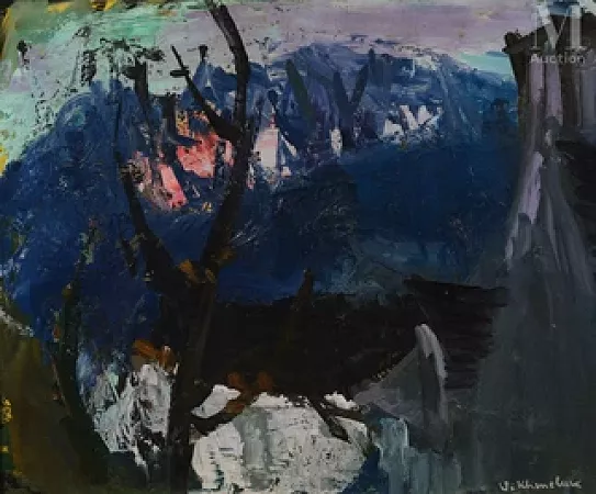 Paysage bleu à l’arbre