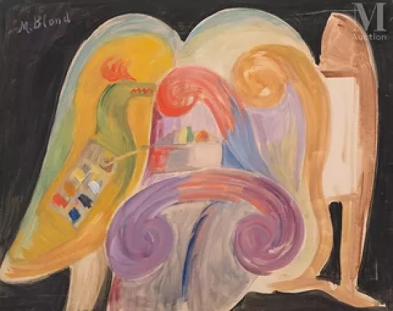 Palette dans l'atelier de l'artiste