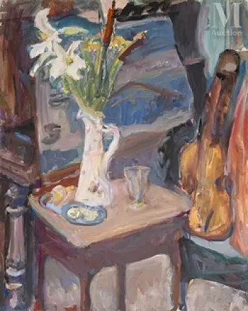 Nature morte au violon et au bouquet