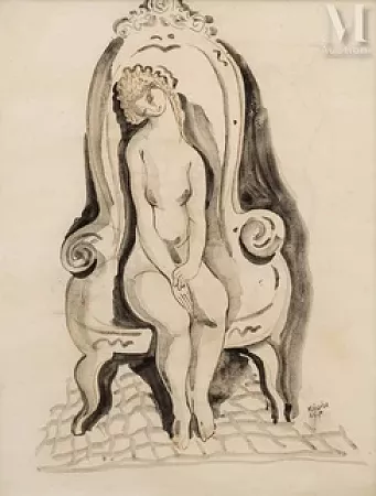 Modèle nu sur un fauteuil
