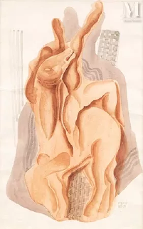 Personnages et chevaux dans la ville