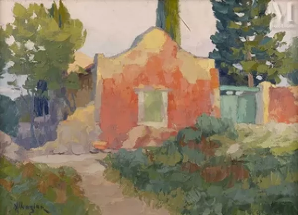 Paysage à la maison rouge