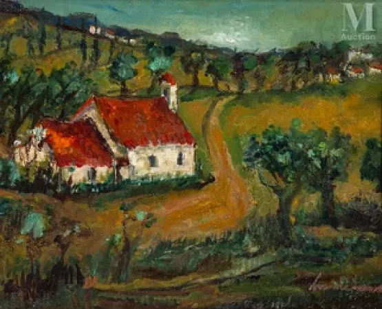 Paysage à la maison rouge