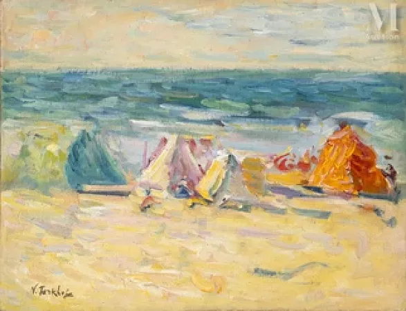 Les tentes sur la plage en Normandie