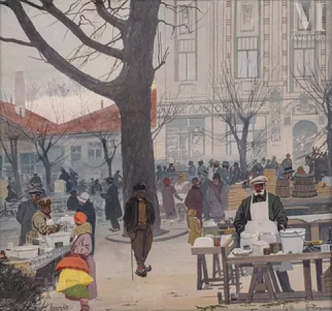 Scène de marché à Belgrade
