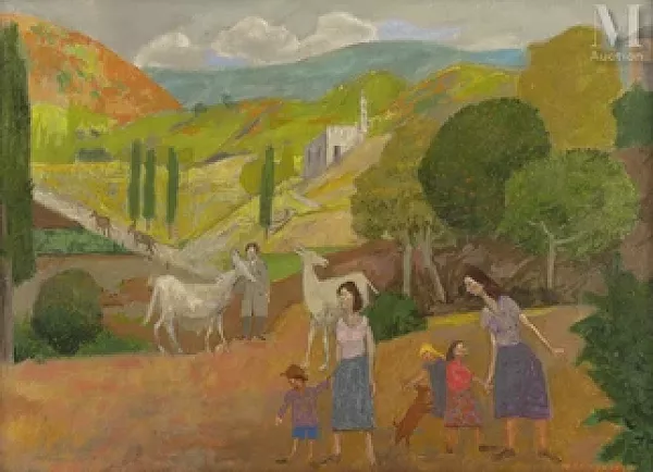 Famille entourée d'animaux