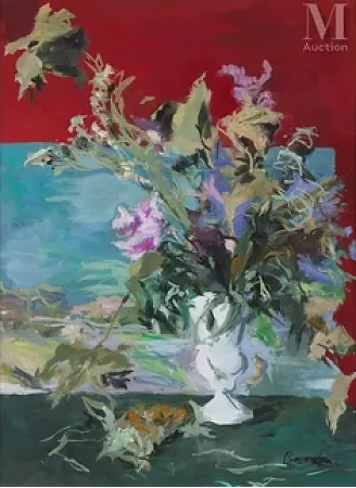 Bouquet de fleurs dans un vase blanc