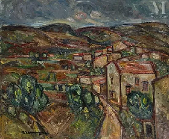 Paysage de Céret et ses maisons